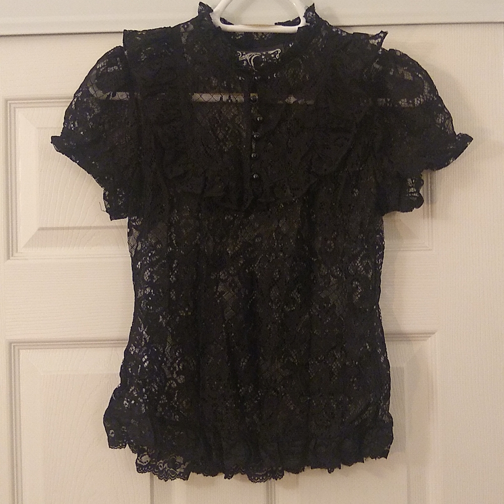 Killstar Sasha Lace Blouse Black Medium